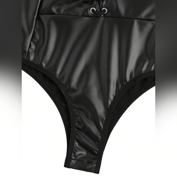 whimsigoth,grunge,dark fairy NEW Black Lace-Up sleeveless Bodysuit size Medium - Picture 4 of 8